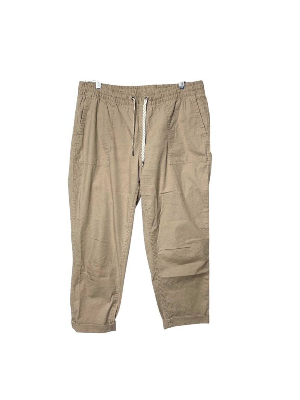 Vuori Women's Ripstop Beige Organic Cotton Jogger Pants Drawstring Size Large